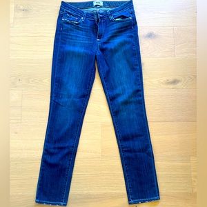Very pretty and flattering “Skyline Skinny” Paige jeans in stunning dark wash.